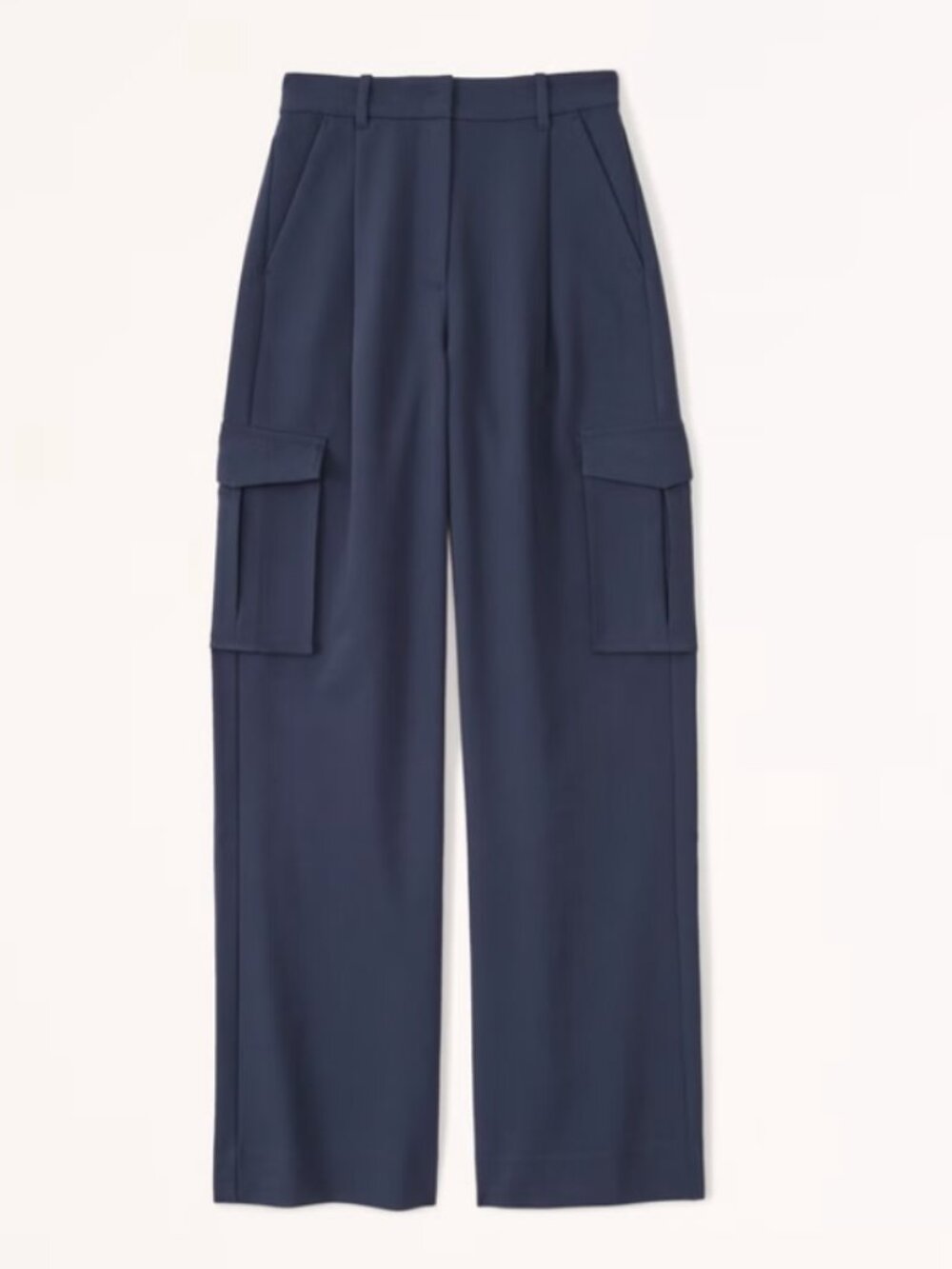 Abercrombie & Fitch Navy Wide-Leg Cargo Trousers